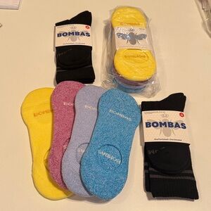Bombas bundle 2PR crew sock color: BLK and 2-4PK multi-color no show all SZ:MED